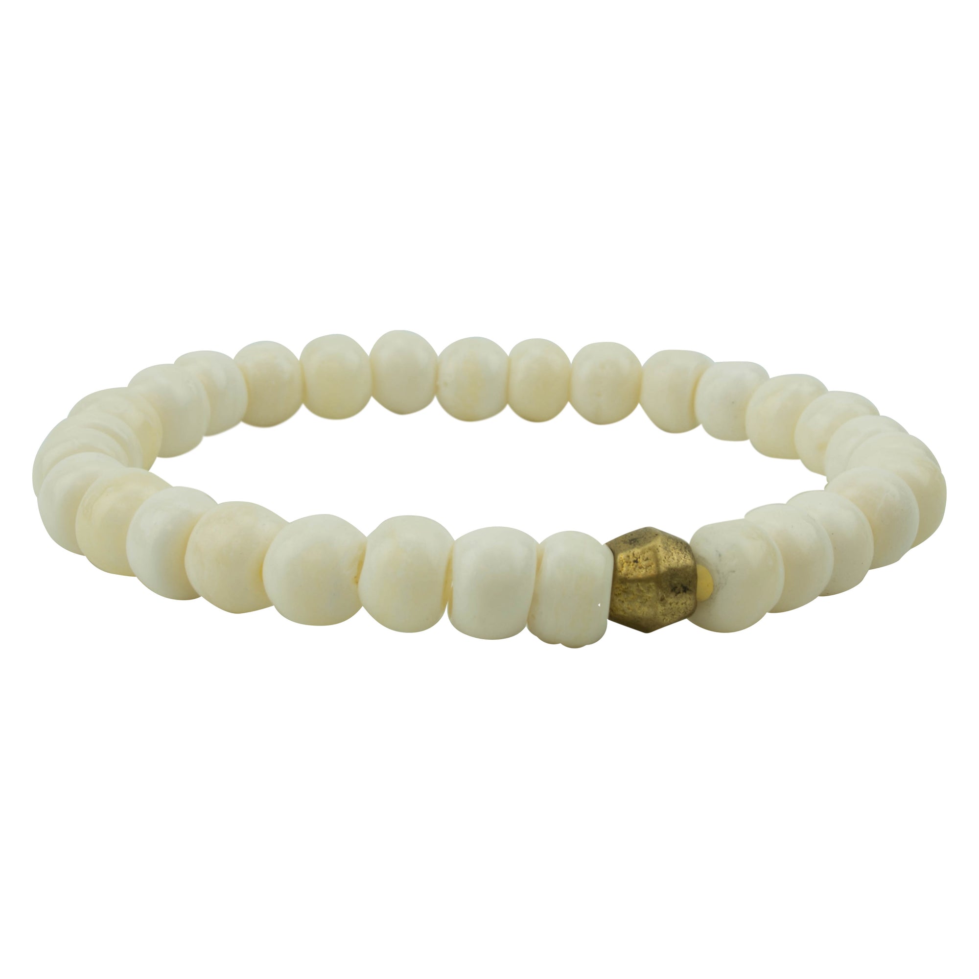 men's stretch bracelet white bone beads