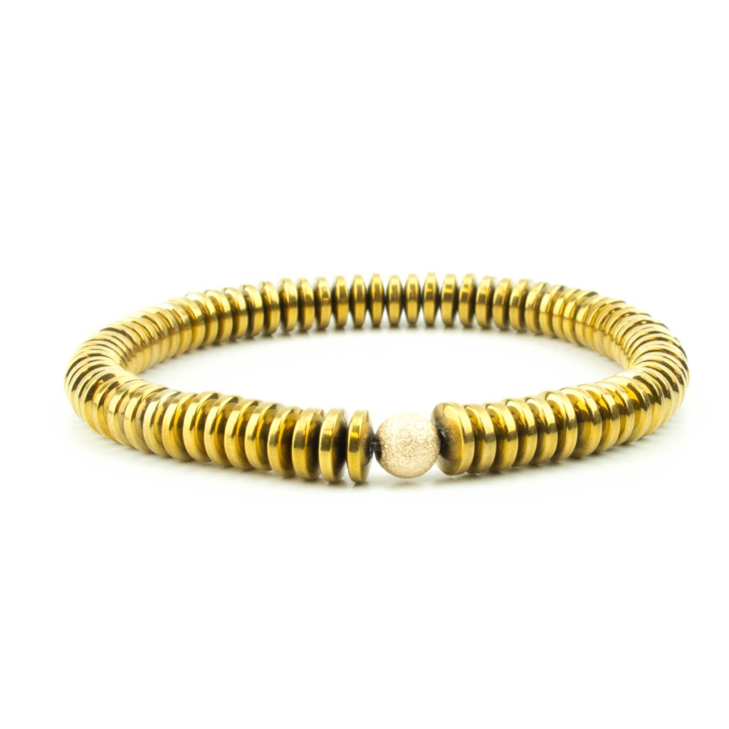 Hematite Rondelle Bracelet In Gold