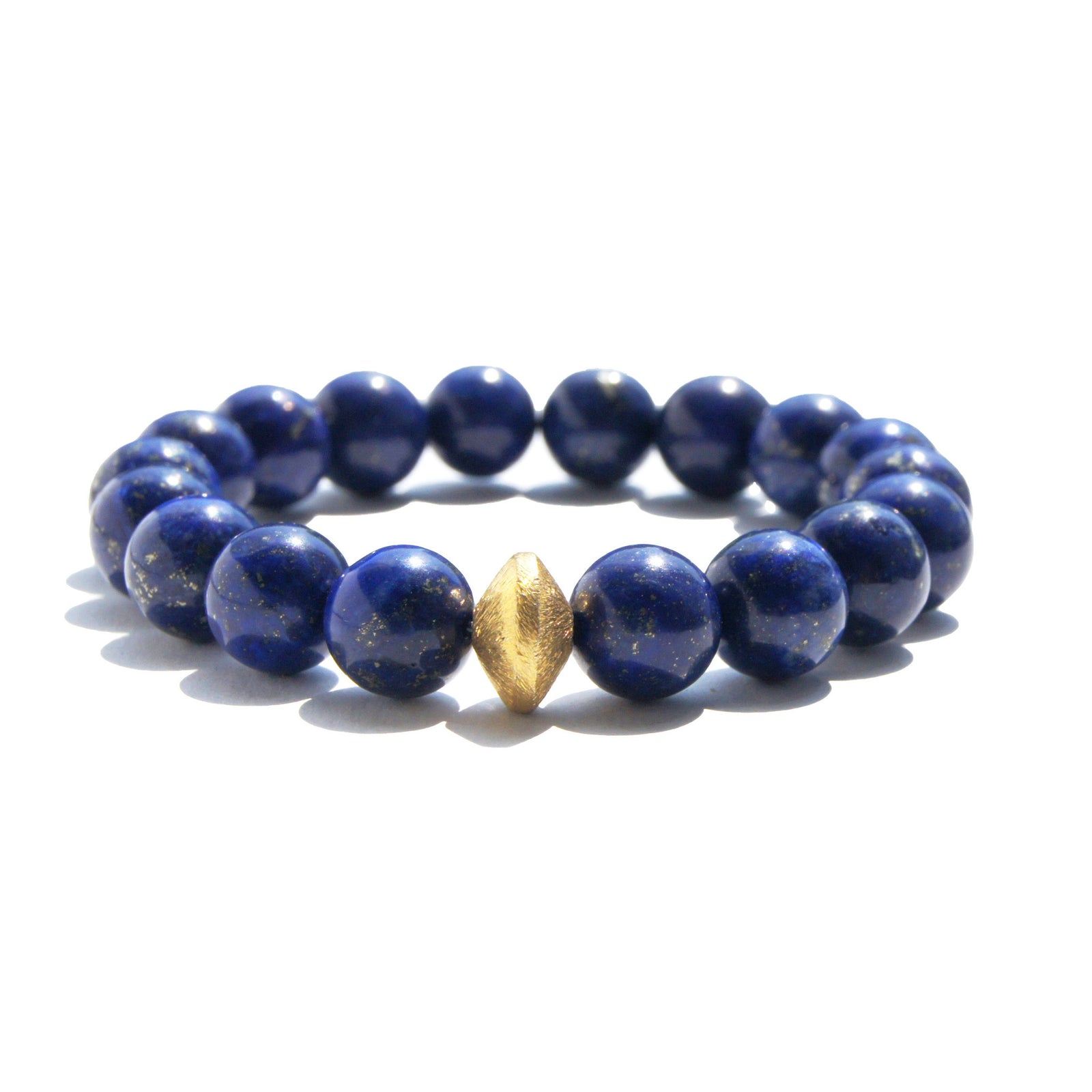 Blue Lapis Wisdom Bracelet With Gold Disc