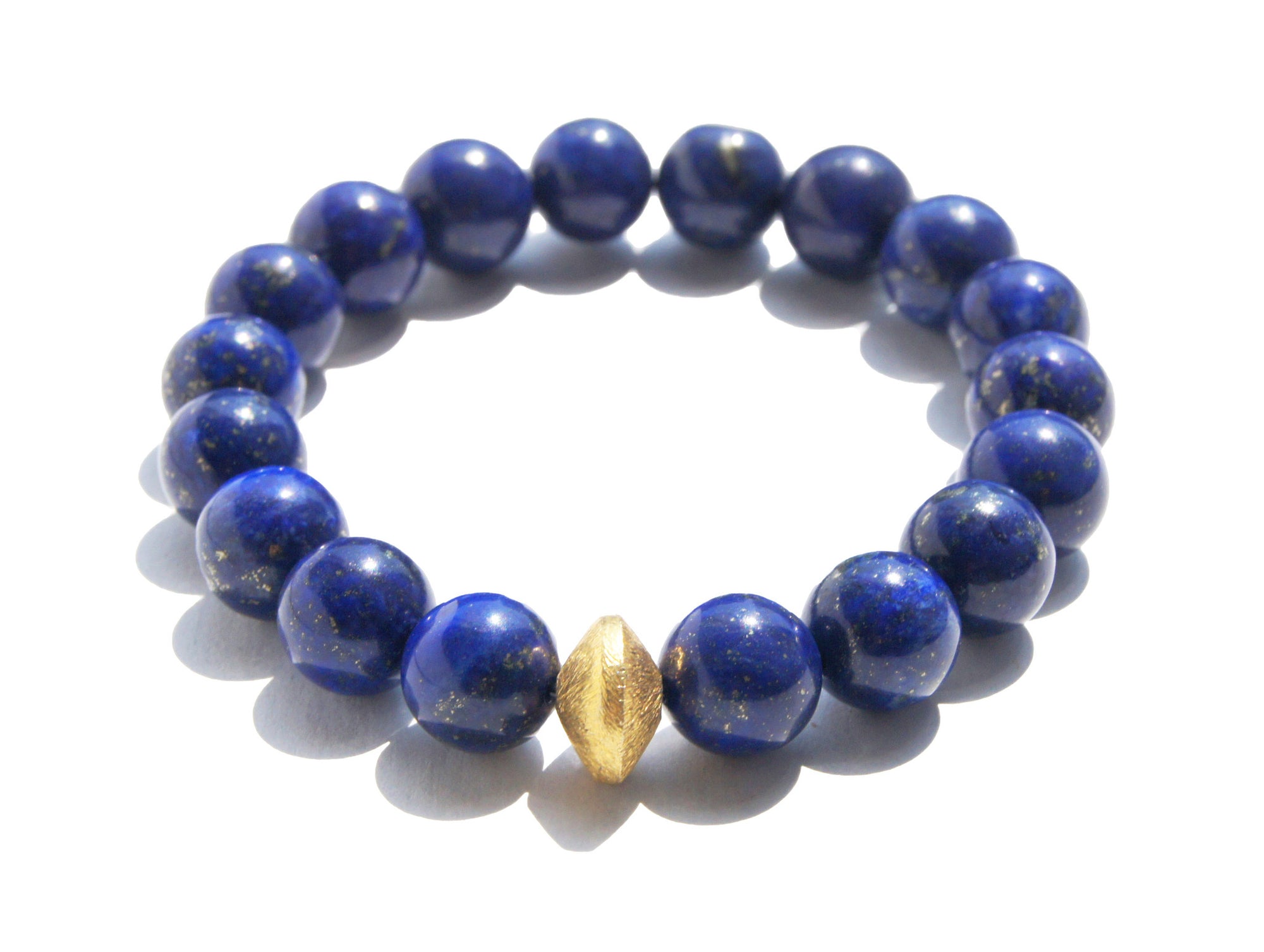 Blue Lapis Wisdom Bracelet With Gold Disc