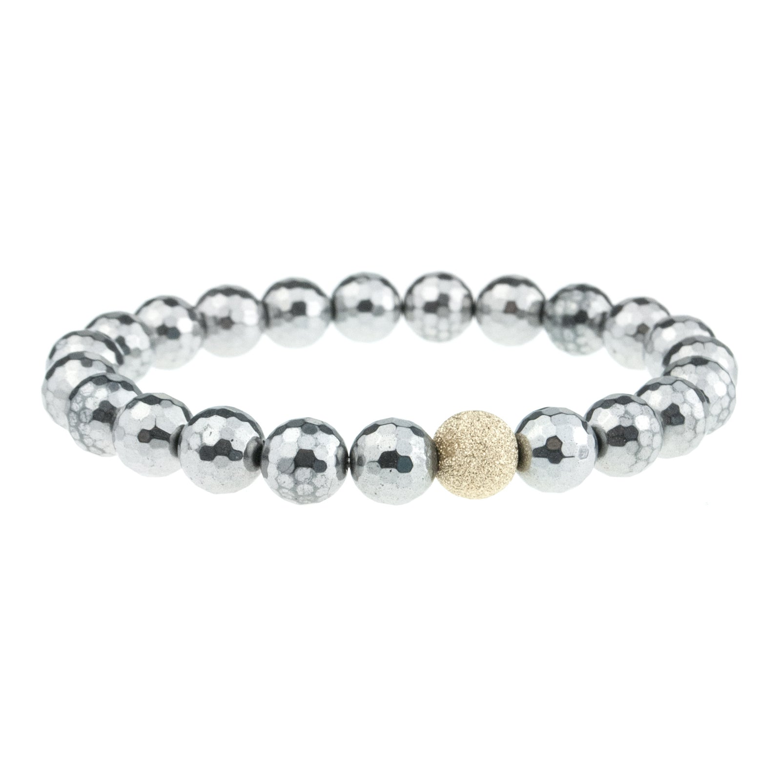 Medium Faceted Hematite in Silver