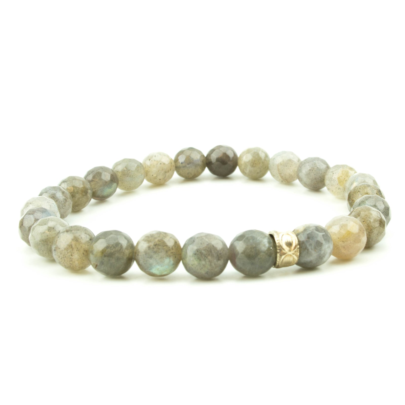 men's stretch beaded bracelet labradorite