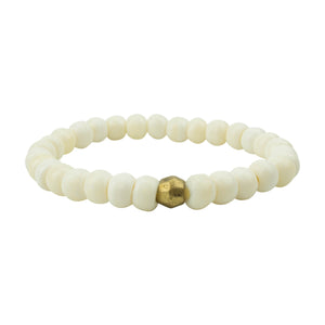 men's stretch bracelet white bone beads