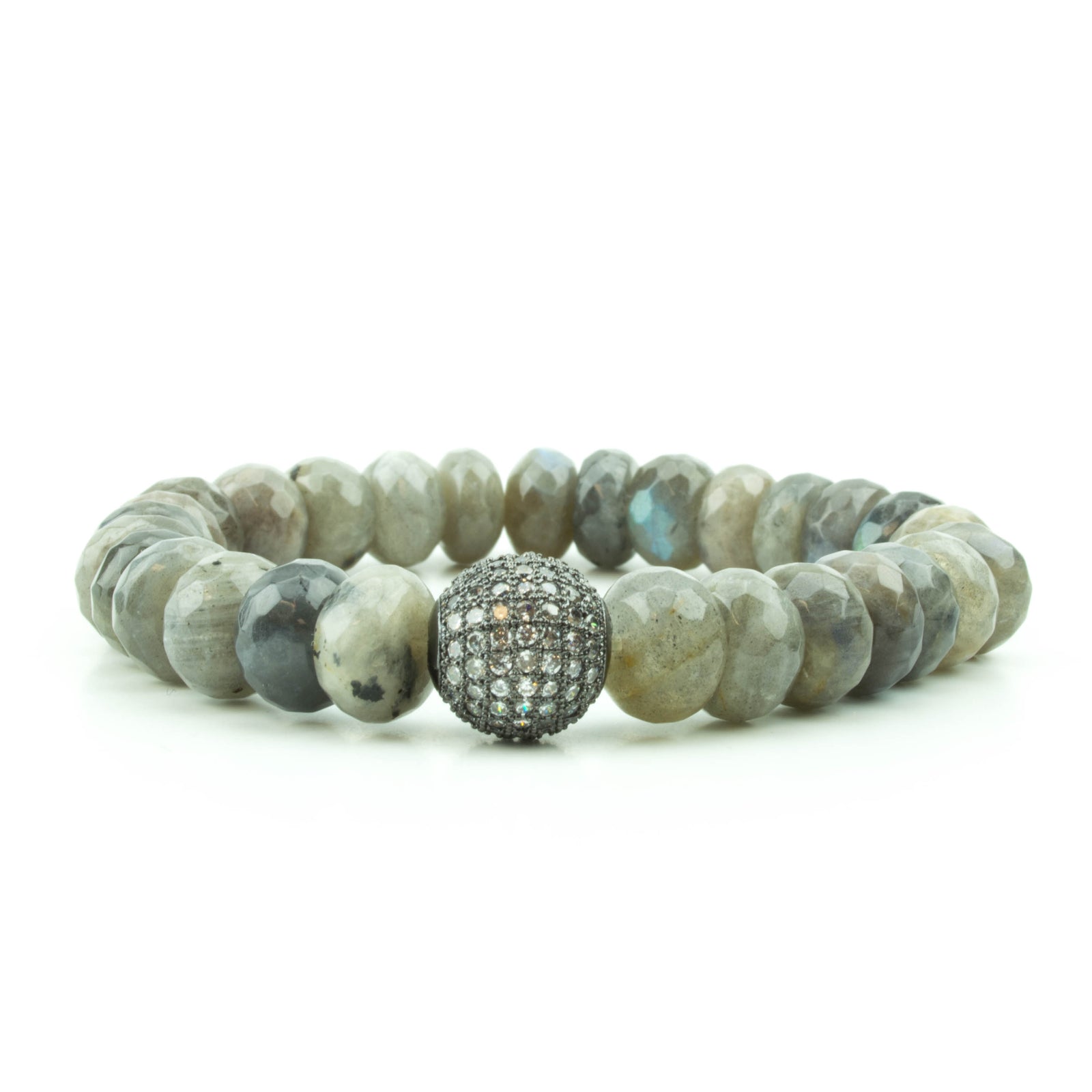 Pave Labradorite Rondelle Bracelet