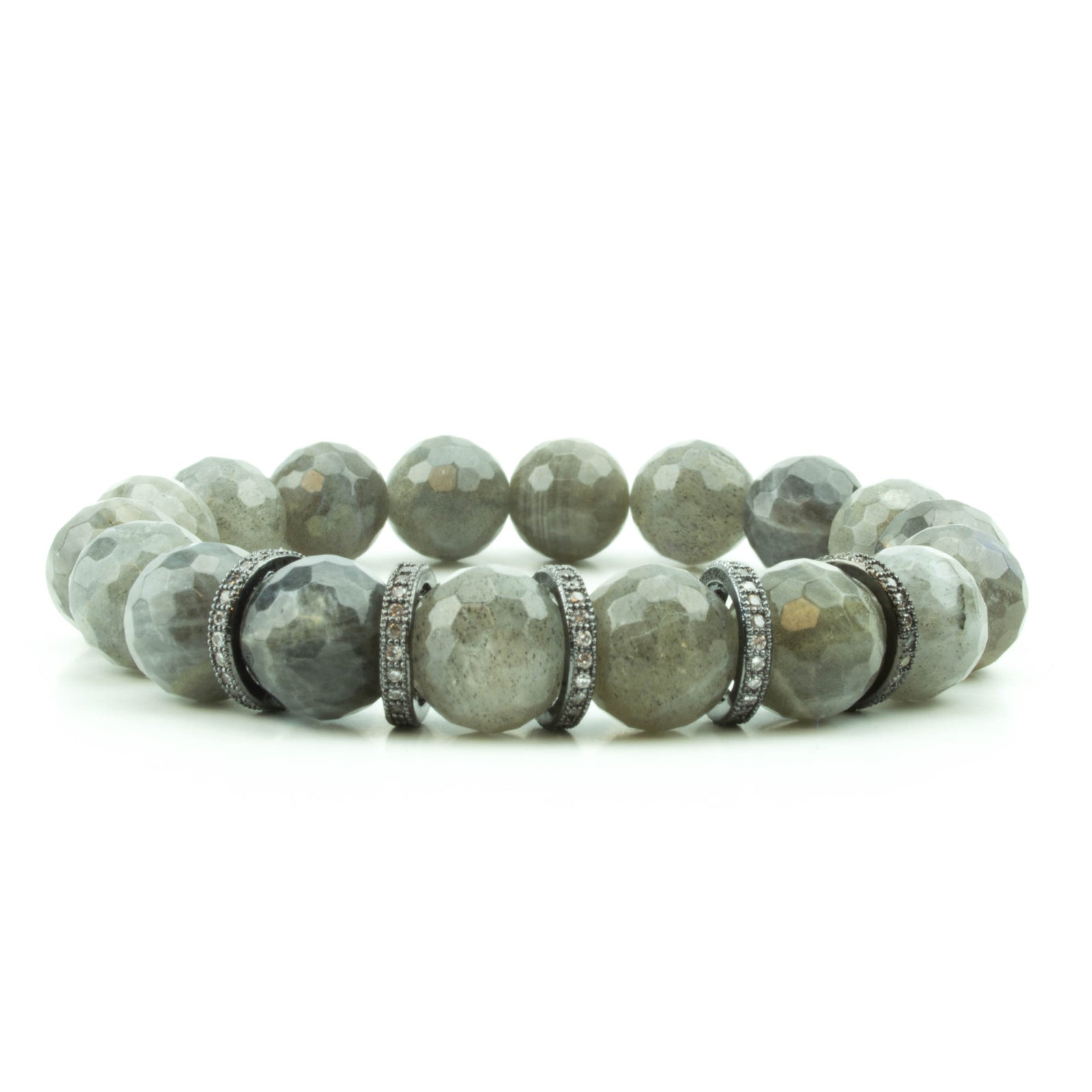 Pave Disks Labradorite  Bracelet